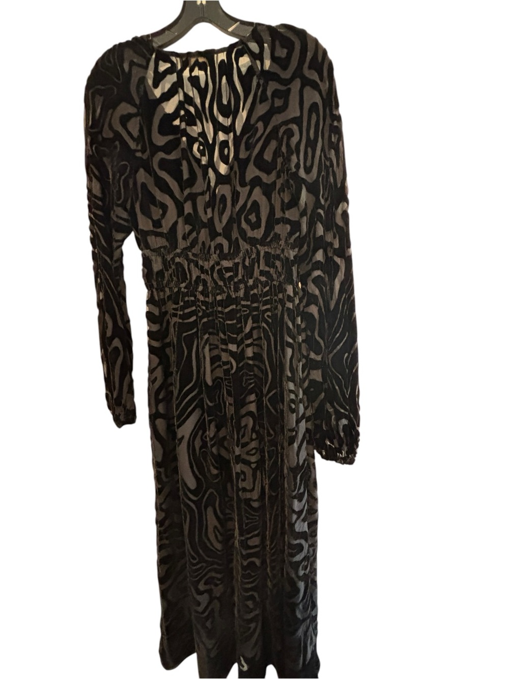 Ulla Johnson Elora Silk & Velvet Black Midi Dress Women Size 6 - Picture 3 of 10